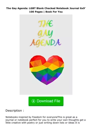 read ❤️(✔️pdf✔️) The Gay Agenda: LGBT Blank Checked Notebook Journal 6x9' 100