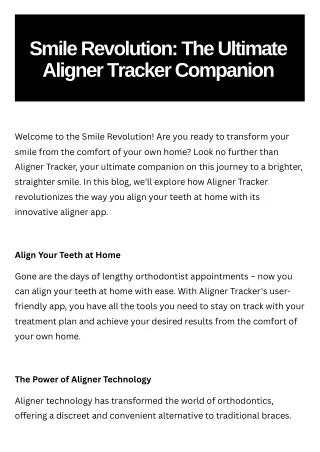 Smile Revolution: The Ultimate Aligner Tracker Companion
