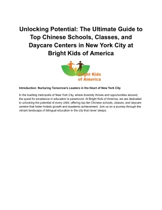 Unlocking Potential: The Ultimate Guide to Top Chinese Schools, Classes, and Day