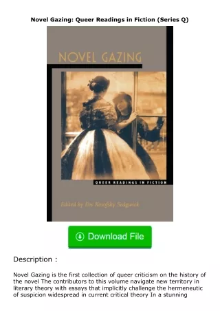 download⚡️ free (✔️pdf✔️) Novel Gazing: Queer Readings in Fiction (Series Q)