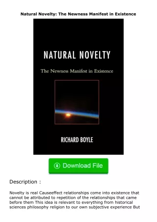 ✔️download⚡️ (pdf) Natural Novelty: The Newness Manifest in Existence