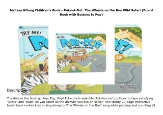 [PDF]❤️DOWNLOAD⚡️ Melissa & Doug Children's Book - Poke-A-Dot: The Wheels on the Bus Wild