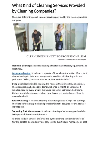 What Kind of Cleaning Services Provided by Cleaning Companies