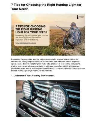 7 Tips for Choosing the Right Hunting Light for Your Needs