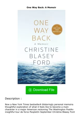 Download⚡(PDF)❤ One Way Back: A Memoir