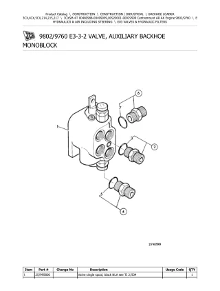 JCB 3CXSM-4T (Centremount AR AK Engine) BACKOHE LOADER Parts Catalogue Manual (Serial Number 00480988-00499999)