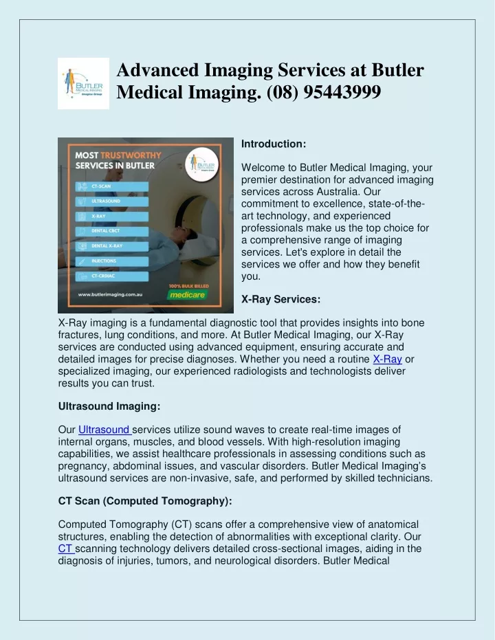 advanced imaging services at butler medical