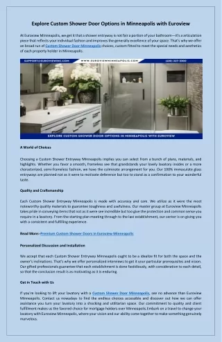 Design Your Ideal Shower with Minneapolis Custom Doors
