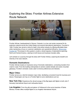 Exploring the Skies_ Frontier Airlines Extensive Route Network