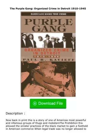 Download⚡ The Purple Gang: Organized Crime in Detroit 1910-1945