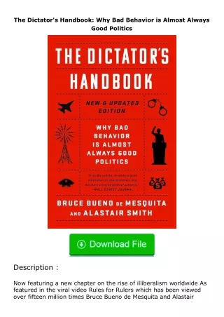 PDF✔Download❤ The Dictator's Handbook: Why Bad Behavior is Almost Always Good