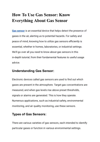 How To Use Gas Sensor: Know Everything About Gas Sensor