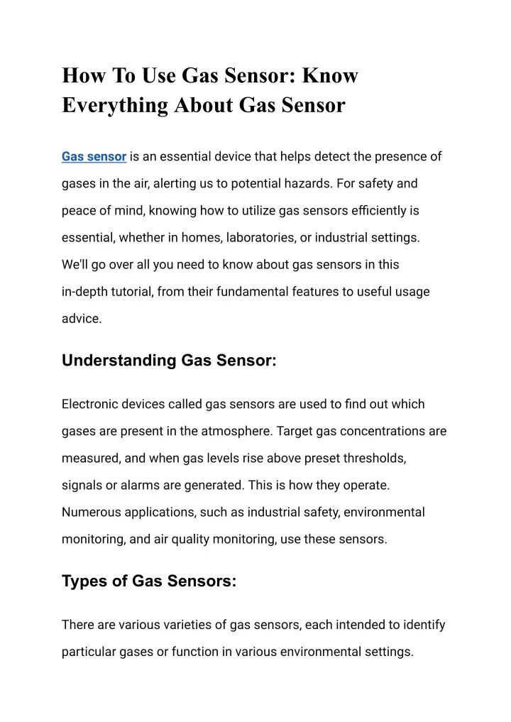 how to use gas sensor know everything about