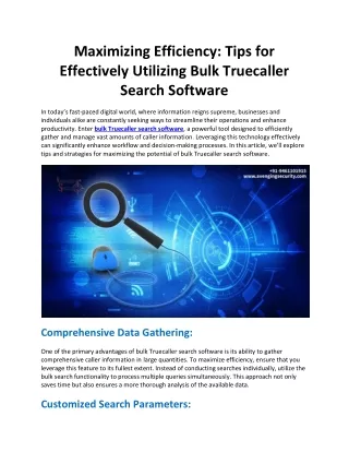 Maximizing Efficiency: Tips for Effectively Utilizing Bulk Truecaller Search Sof