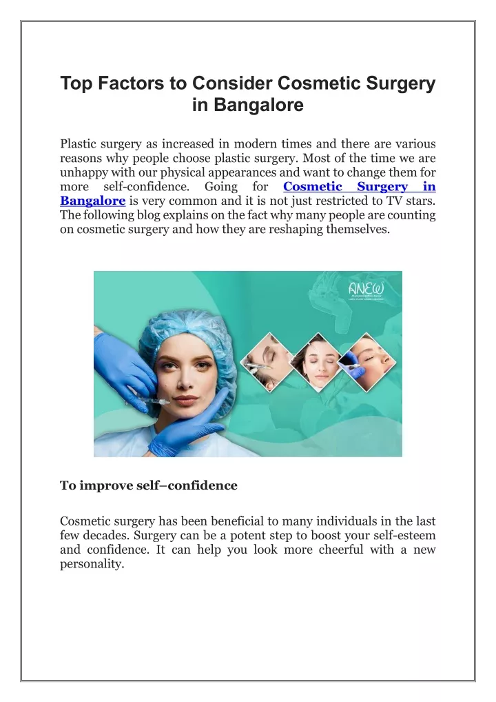 top factors to consider cosmetic surgery