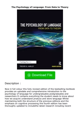 Pdf⚡(read✔online) The Psychology of Language: From Data to Theory
