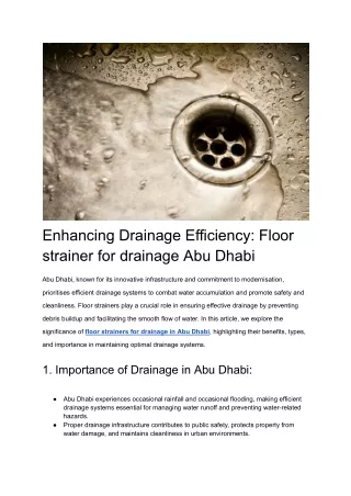 enhancing drainage efficiency floor strainer