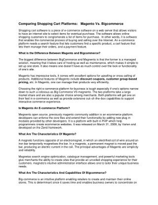 Comparing Shopping Cart Platforms