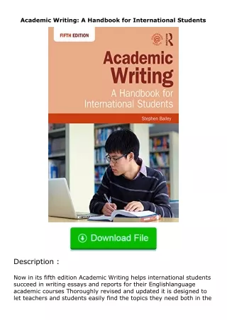 PDF✔Download❤ Academic Writing: A Handbook for International Students