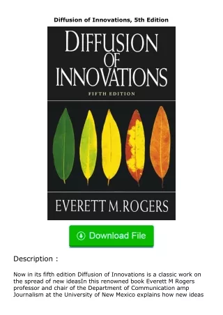 Download⚡PDF❤ Diffusion of Innovations, 5th Edition