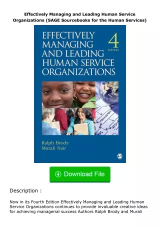 ❤PDF⚡ Effectively Managing and Leading Human Service Organizations (SAGE Sourc