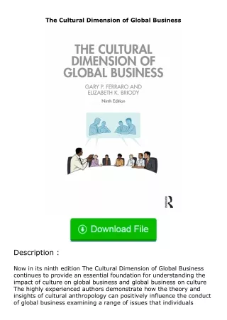 ✔️download⚡️ (pdf) The Cultural Dimension of Global Business