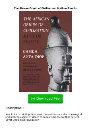 Pdf⚡(read✔online) The African Origin of Civilization: Myth or Reality