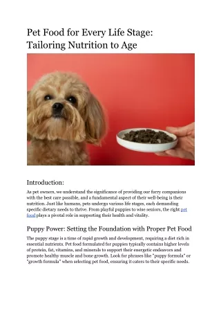 Pet Food for Every Life Stage_ Tailoring Nutrition to Age