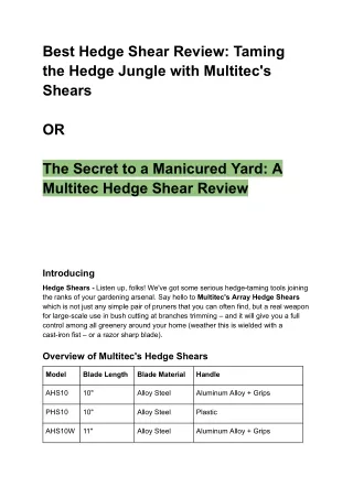 Best Hedge Shear Review_ Taming the Hedge Jungle with Multitec's Shears