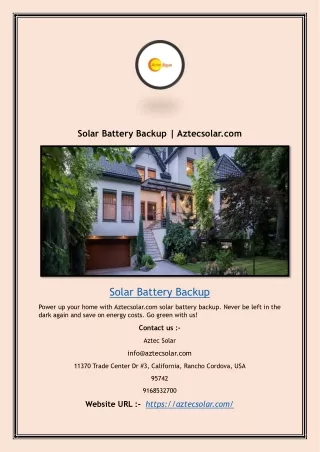 Solar Battery Backup | Aztecsolar.com