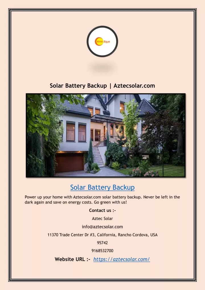 solar battery backup aztecsolar com