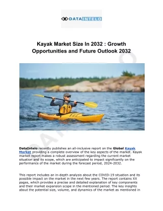 Kayak Market I Global Outlook and Forecast