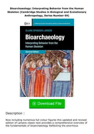 full✔download️⚡(pdf) Bioarchaeology: Interpreting Behavior from the Human Skel
