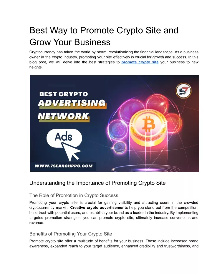 best way to promote crypto site and grow your