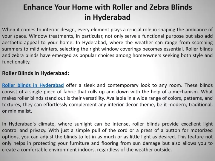 enhance your home with roller and zebra blinds