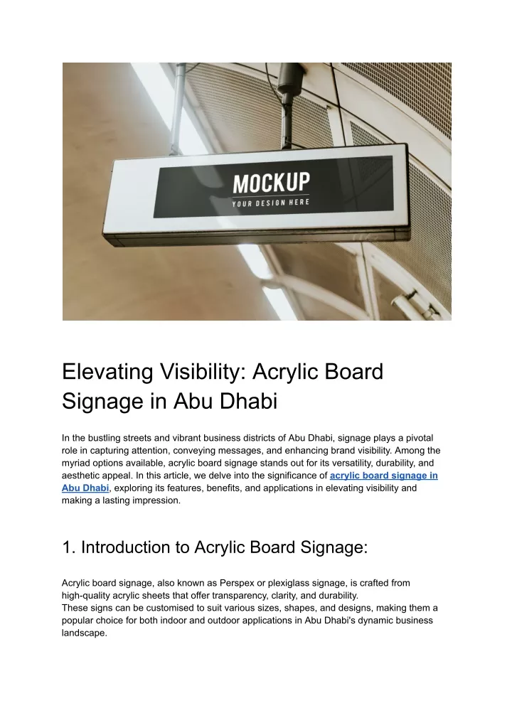 elevating visibility acrylic board signage