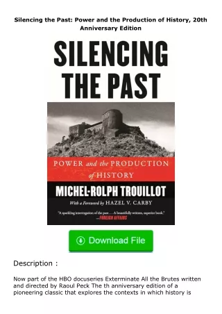 Download⚡ Silencing the Past: Power and the Production of History, 20th Annive