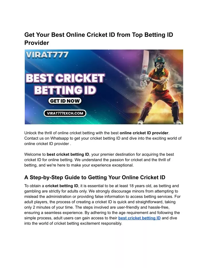 get your best online cricket id from top betting