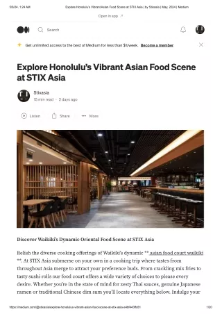 Explore Honolulu's Vibrant Asian Food Scene at STIX Asia