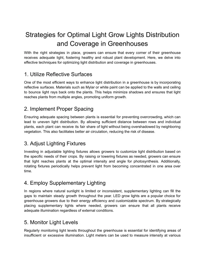 strategies for optimal light grow lights