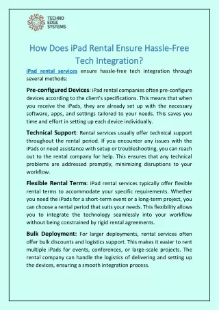 How Does iPad Rental Ensure Hassle-Free Tech Integration?