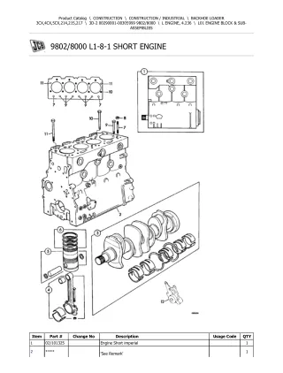 JCB 3D-2 BACKOHE LOADER Parts Catalogue Manual (Serial Number 00290001-00305999)