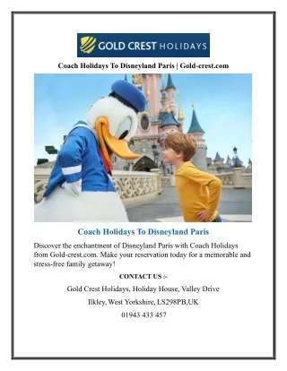 Coach Holidays To Disneyland Paris Gold-crest