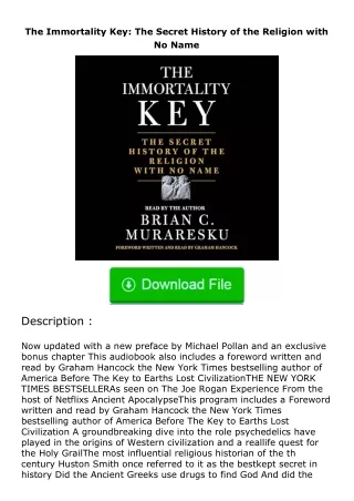 [READ]⚡PDF✔ The Immortality Key: The Secret History of the Religion with No Na