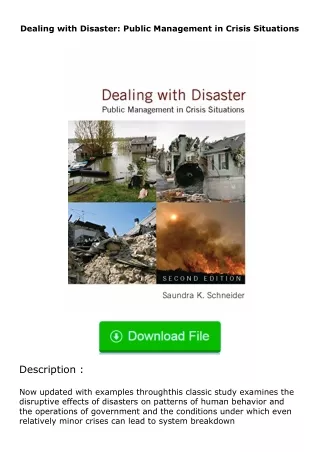 download⚡[PDF]❤ Dealing with Disaster: Public Management in Crisis Situations