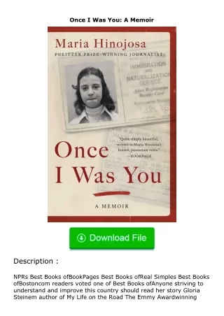 ✔️download⚡️ (pdf) Once I Was You: A Memoir