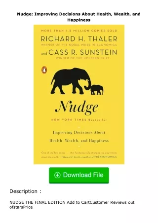 free read (✔️pdf❤️) Nudge: Improving Decisions About Health, Wealth, and Happi