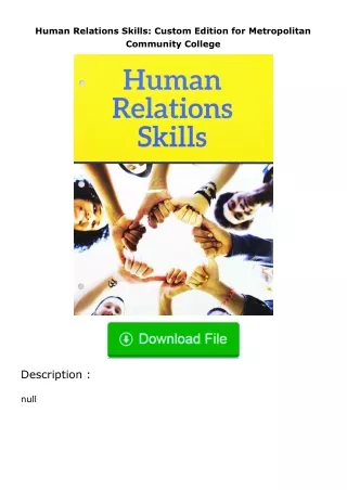 Pdf⚡(read✔online) Human Relations Skills: Custom Edition for Metropolitan Comm