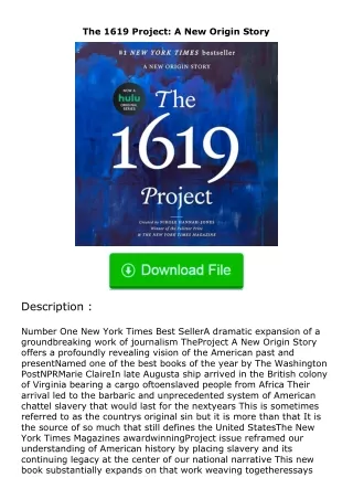 PDF✔Download❤ The 1619 Project: A New Origin Story