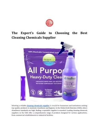 The Expert's Guide to Choosing the Best Cleaning Chemicals Supplier